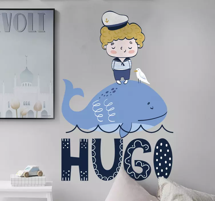Child captain whale wall sticker for kids - TenStickers