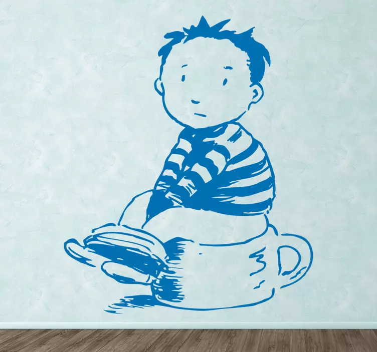 Child Sitting Cup wall sticker for kids - TenStickers