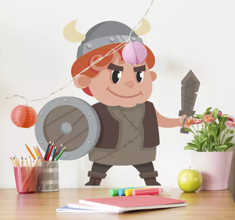 Child warrior character character sticker - TenStickers