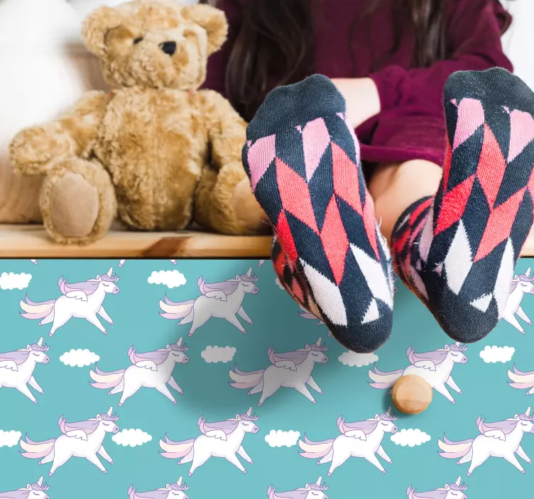 Childish unicorns pattern furniture sticker - TenStickers