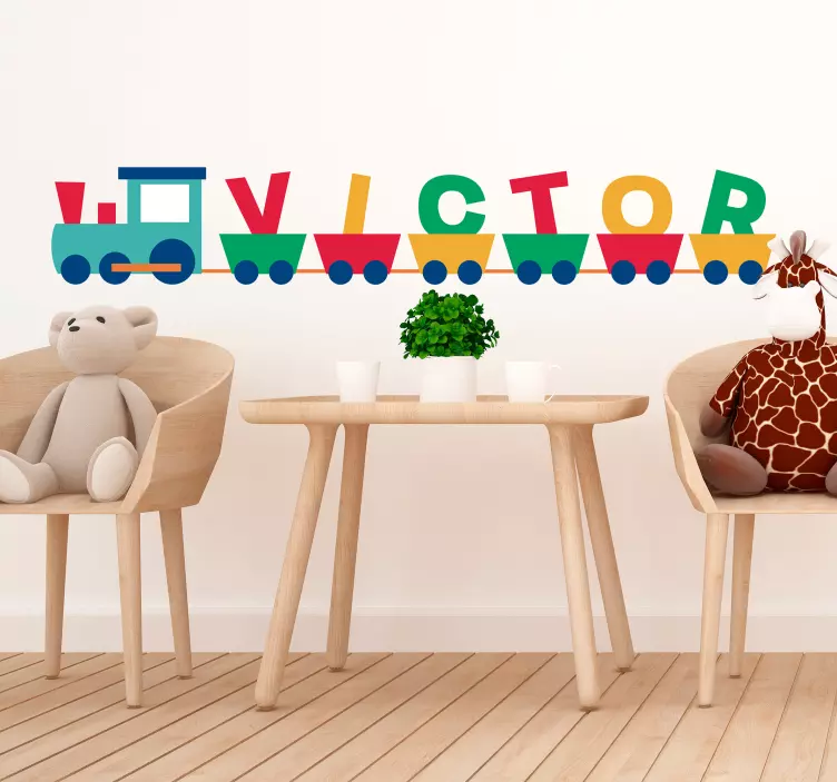 Customisable train with name wall sticker for kids - TenStickers