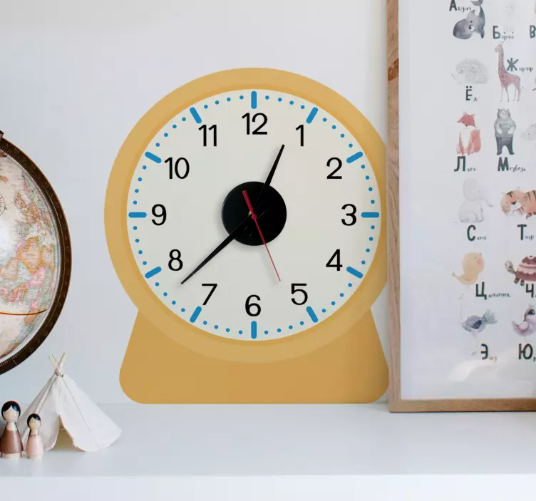 Children's yellow stick on wall clock - TenStickers