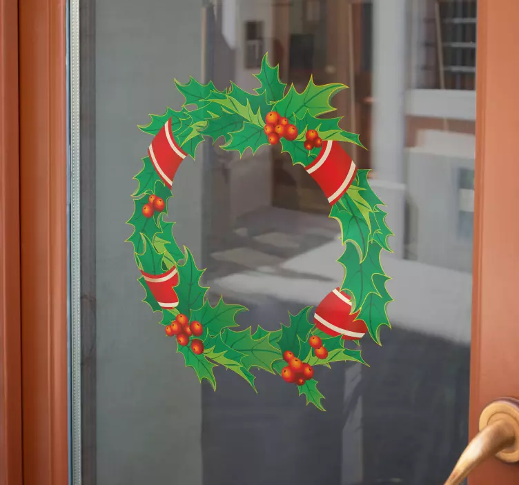 Crown wreath Christmas shop window sticker - TenStickers