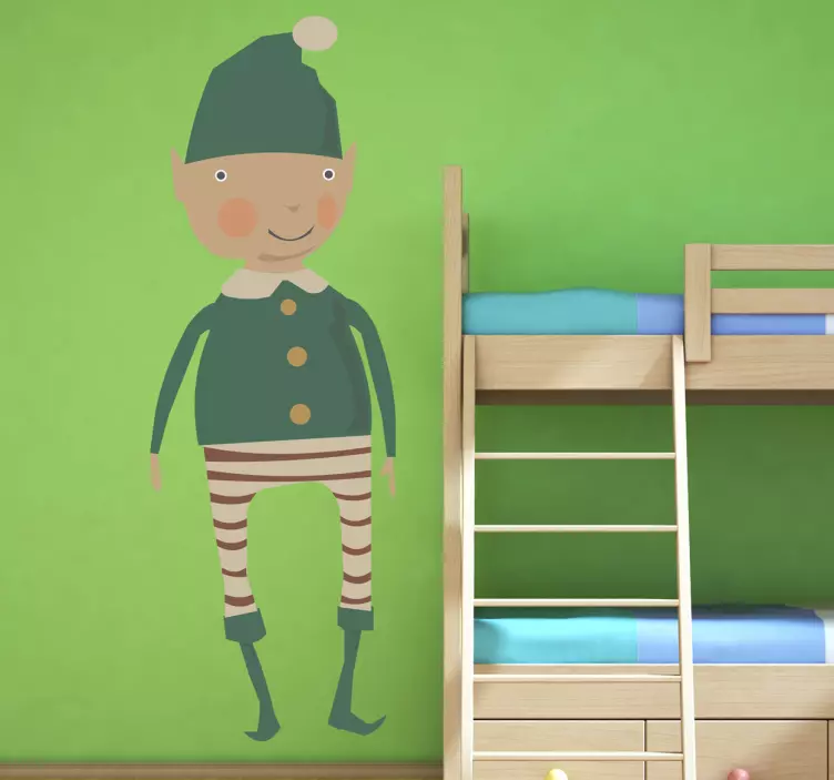 Elf Illustration Christmas Sticker - TenStickers