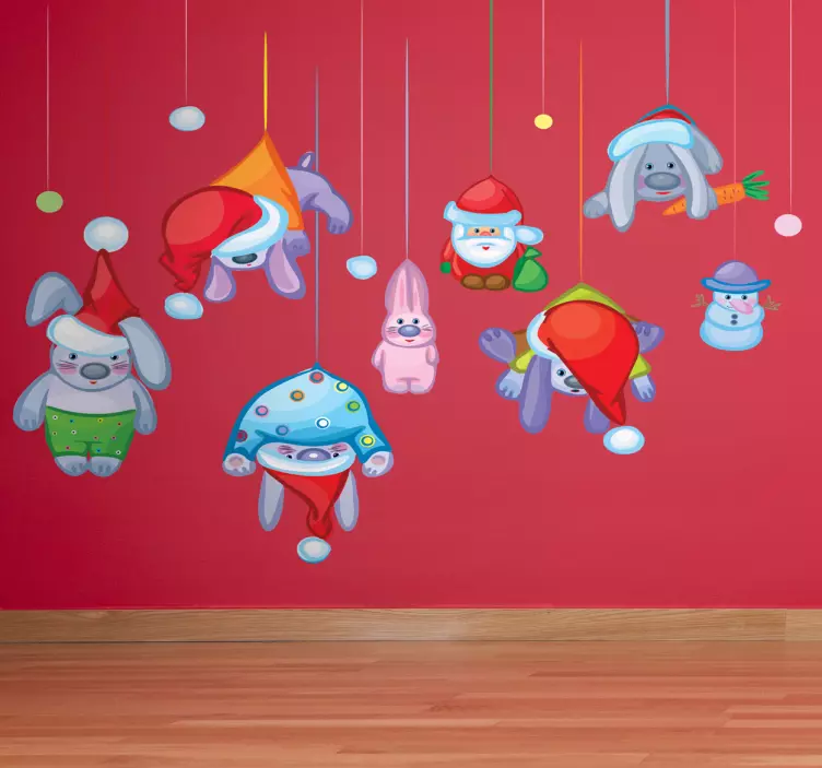 Hanging Characters Christmas Sticker - TenStickers