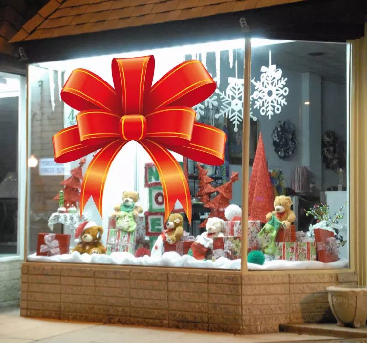 Business ribbon Christmas shop window sticker - TenStickers