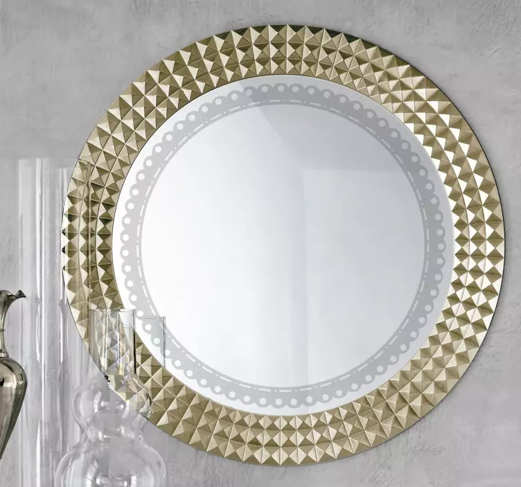 Circle outline ornamental mirror sticker - TenStickers