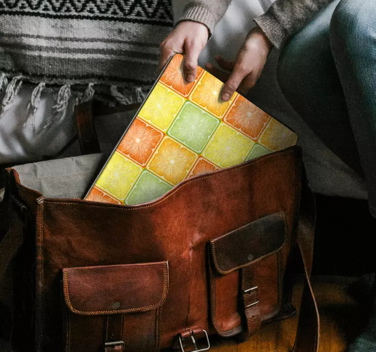 Citrus pattern tiles laptop skin - TenStickers