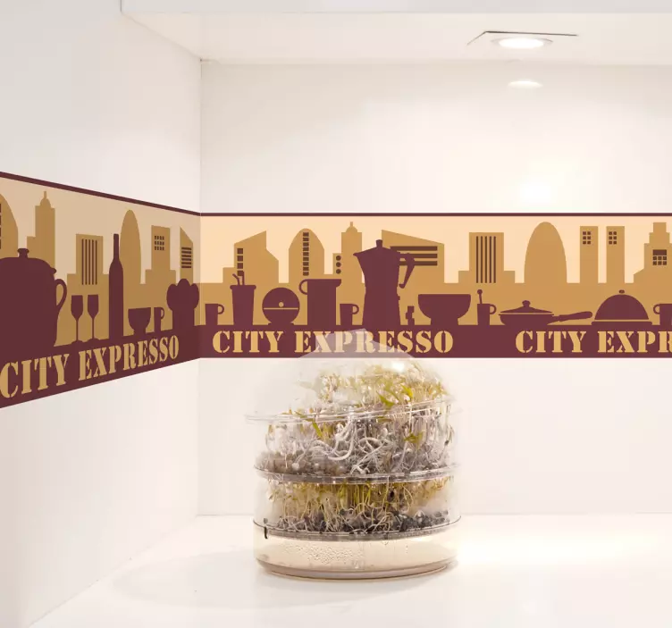 City Expresso Tile Wall Border Decal - TenStickers