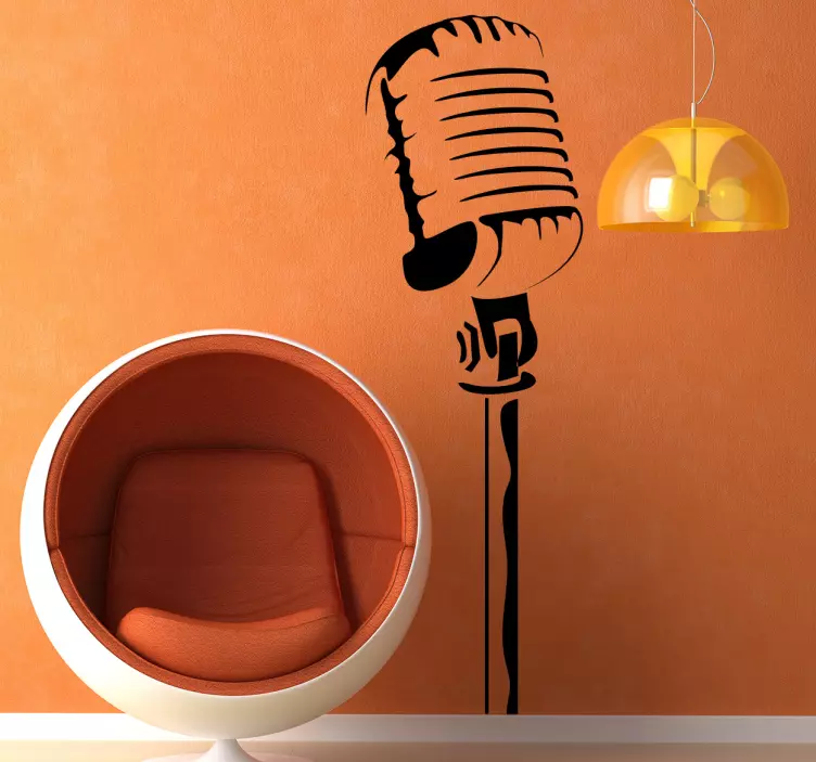 Classic Microphone Music Wall Sticker for Bedroom - TenStickers