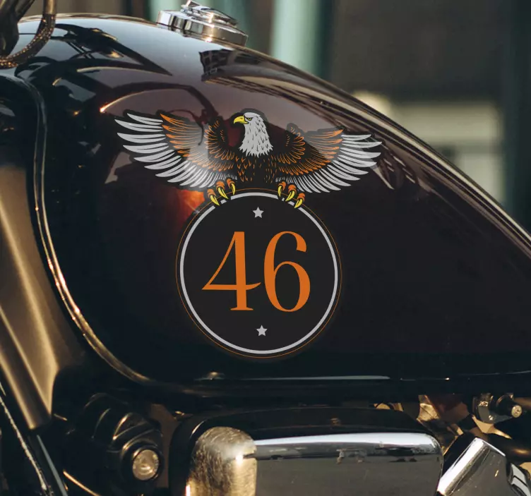 Classic Motorcycle Eagle Personalised Sticker - TenStickers