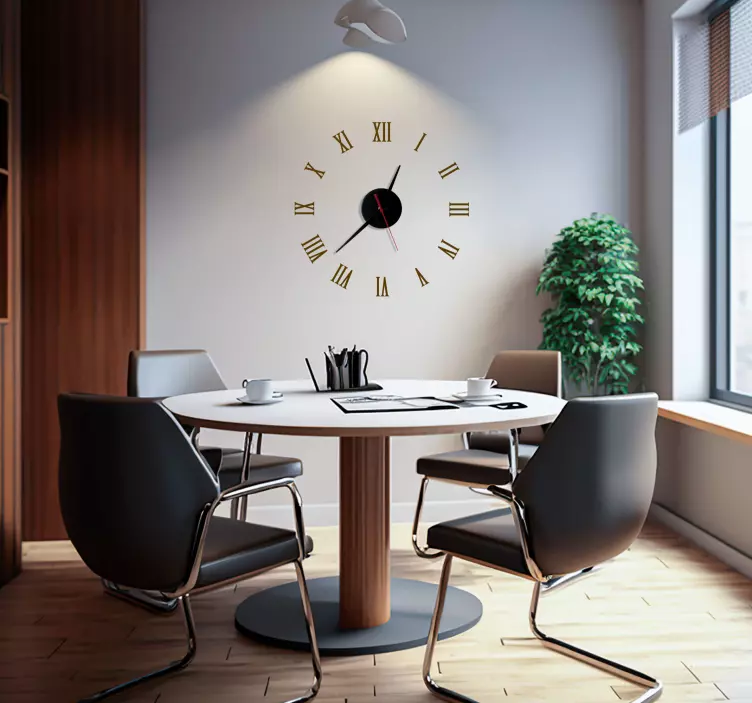 Classic roman numbers stick on wall clock - TenStickers