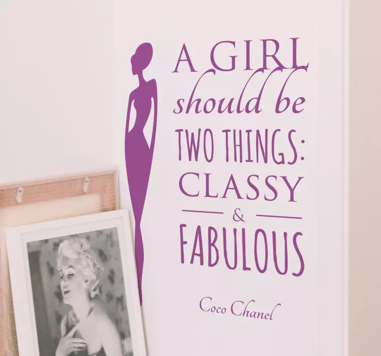 Classy and Fabulous Chanel quote text wall sticker - TenStickers
