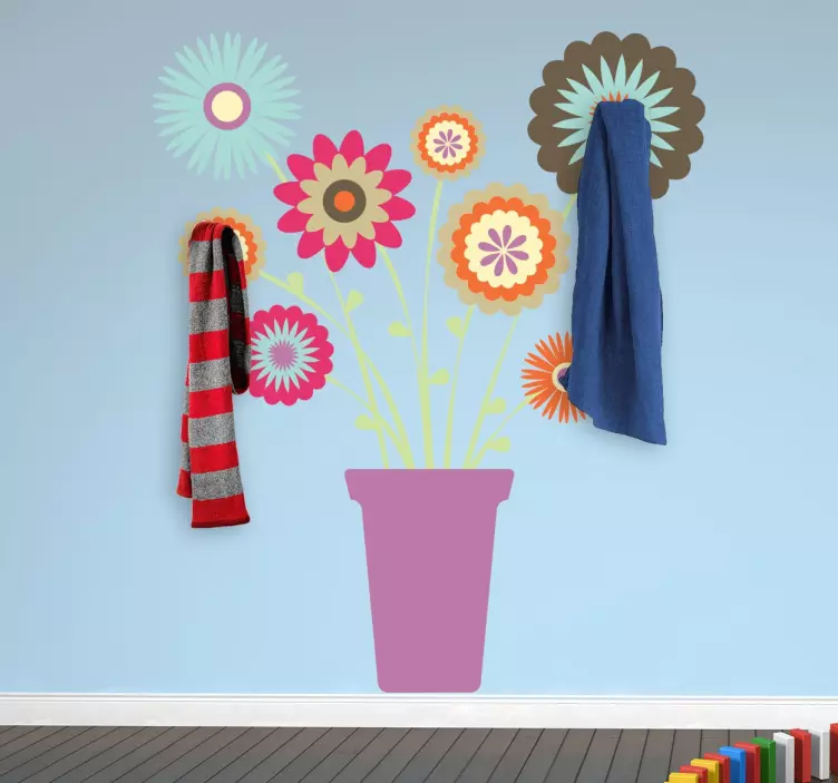 Coat Rack Flower Pot Sticker - TenStickers