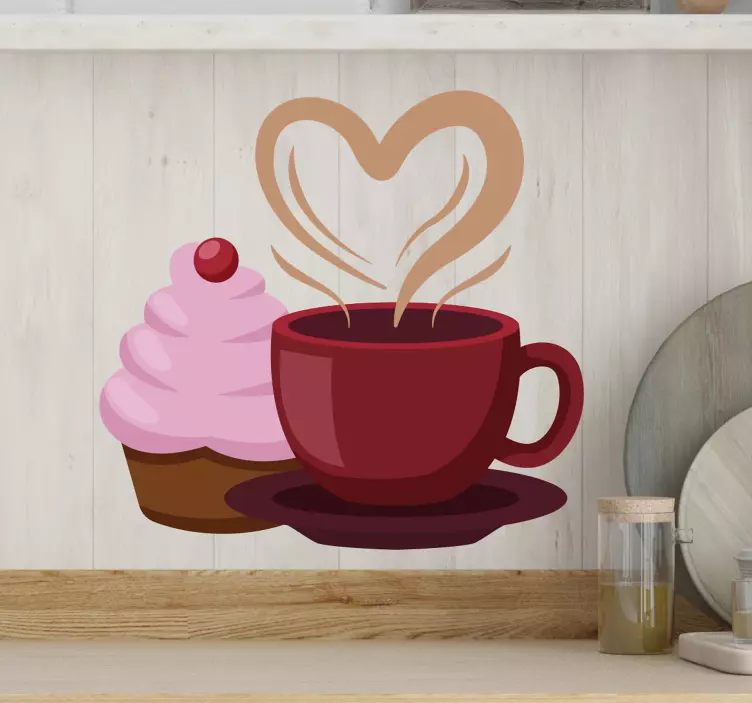 Coffee heart beat sticker drink sticker - TenStickers