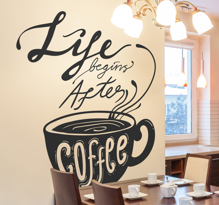 Coffee quote kitchen wall sticker - TenStickers