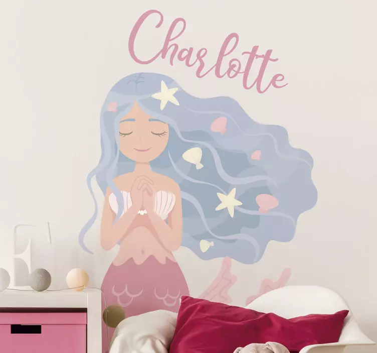 Colored mermaid fantasy fairy wall sticker - TenStickers