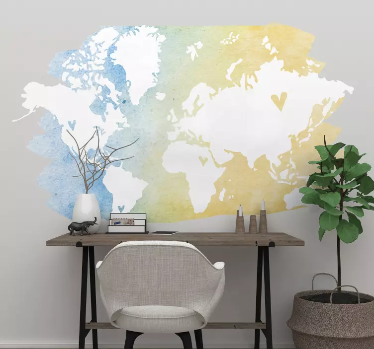 Colored World Map Location sticker - TenStickers