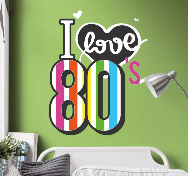 Vintage wall sticker colorful 80s love - TenStickers