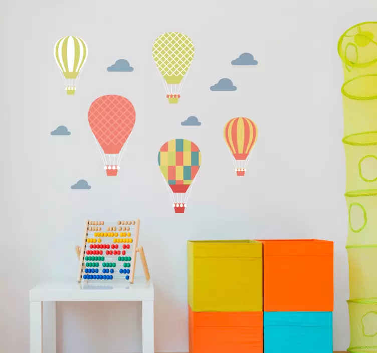 Colorful air balloons clouds kids wall sticker - TenStickers