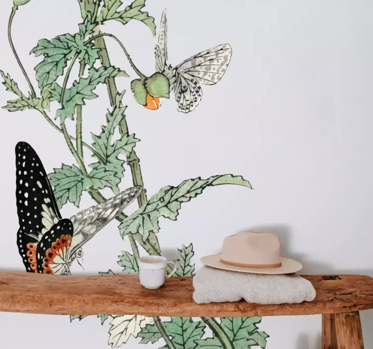 Colourful Butterflies Garden plant wall sticker - TenStickers