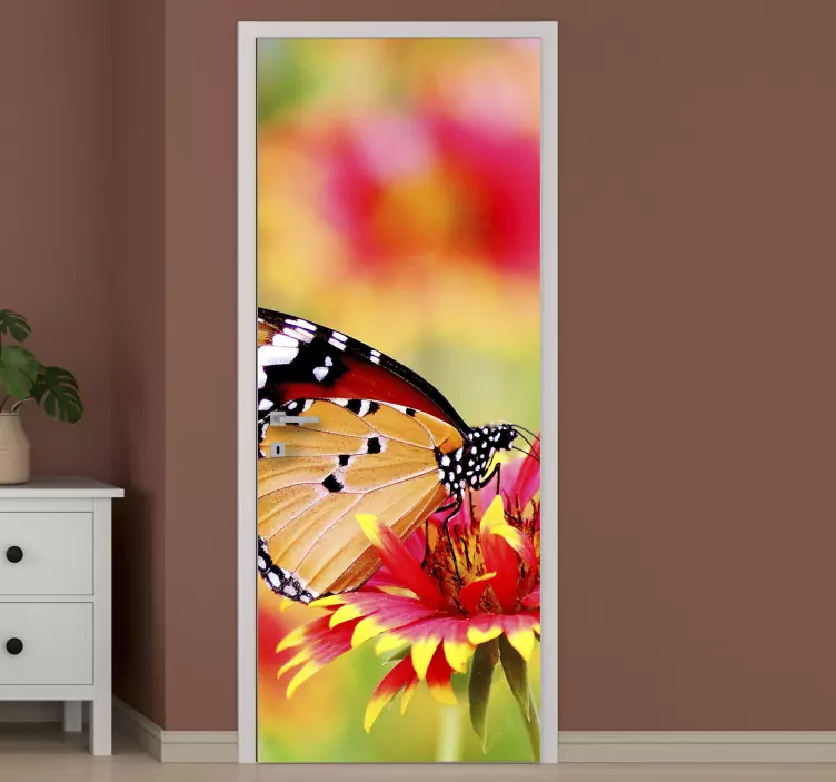 Colorful Butterfly Bloom door sticker - TenStickers