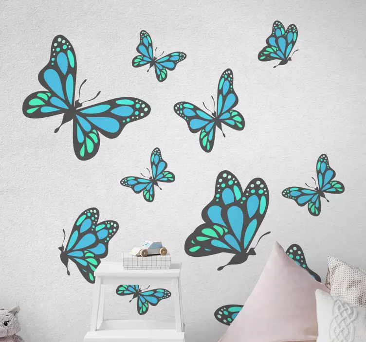Colorful Butterfly Collection living room wall sticker - TenStickers