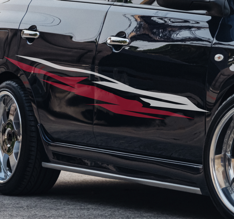 Red and white coloured car decal - TenStickers