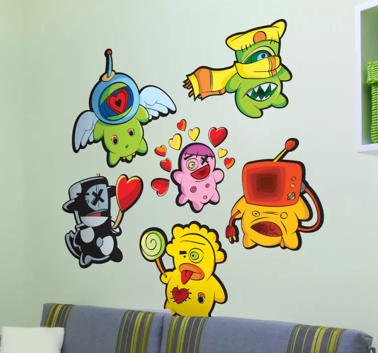 Colorful Cartoon Characters wall sticker for kids - TenStickers