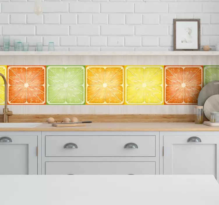 Colorful citrus texture  wall border sticker - TenStickers