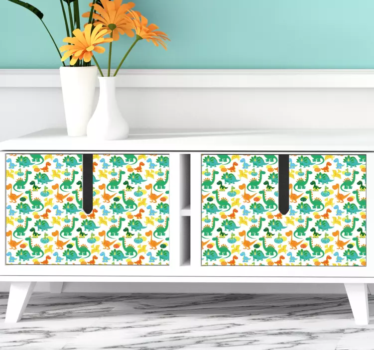 Colorful Dino Patterns wall sticker - TenStickers
