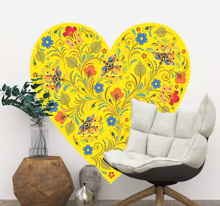 Colorful Flower Heart decoration wall sticker - TenStickers