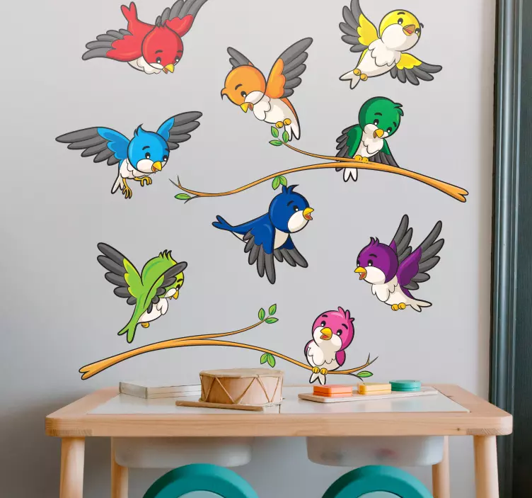 Colourful flying birds animal wall sticker - TenStickers