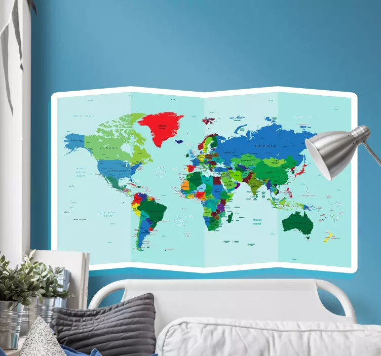 Colorful Geographic Chart world map wall sticker - TenStickers