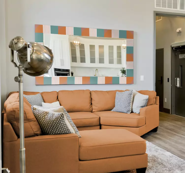 Colorful geometric frame mirror sticker - TenStickers