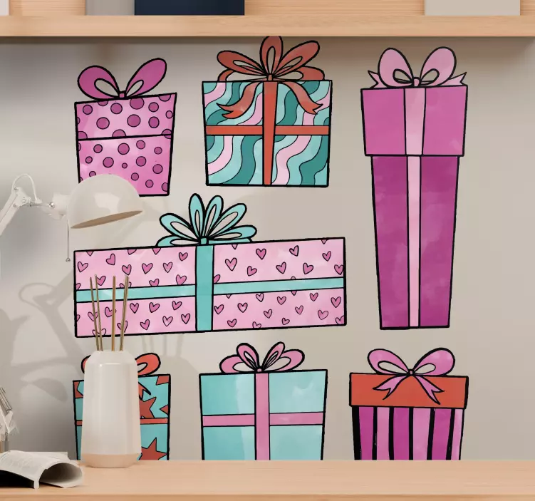 Christmas sticker colorful gift bins - TenStickers