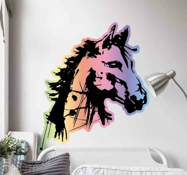 Colorful horse head wall sticker - TenStickers
