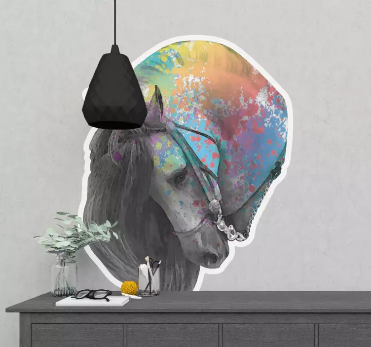 Colorful horse portrait wall sticker - TenStickers