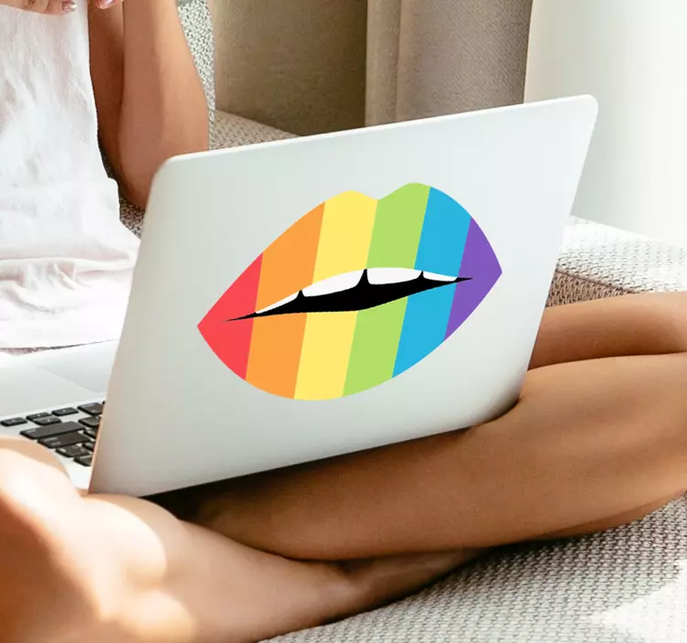 Colorful Lips Art laptop sticker - TenStickers