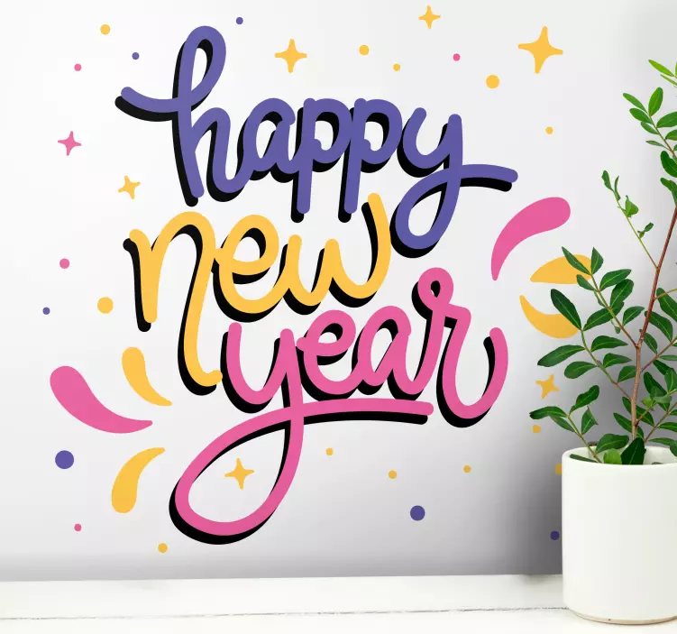 Christmas sticker colorful new year greeting - TenStickers