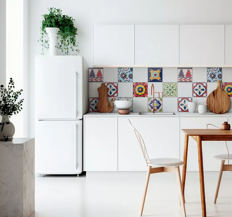Colourful ornamental kitchen tile transfer - TenStickers