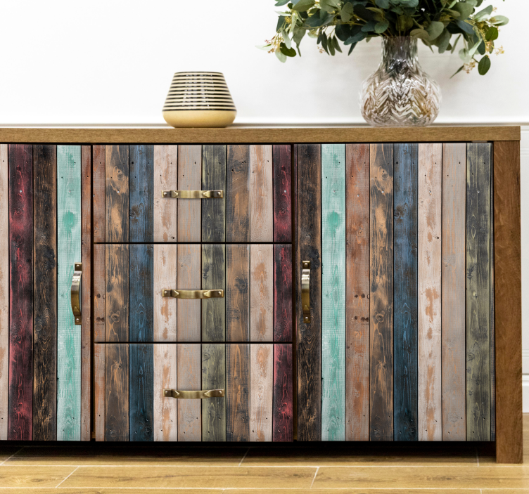Colorful painted vertical planks vinyl wrap furniture - TenStickers