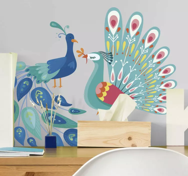Colorful Peacocks Displaying bird wall sticker - TenStickers
