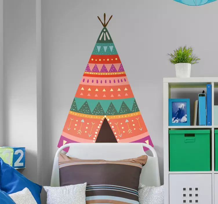 Colorful Teepee Design headboard wall sticker - TenStickers