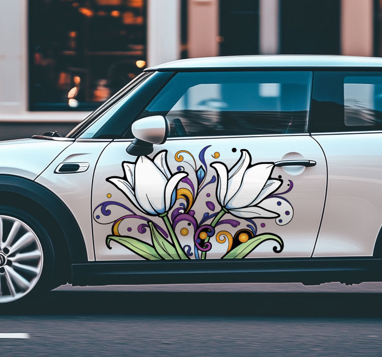 Colorful tulips car sticker - TenStickers