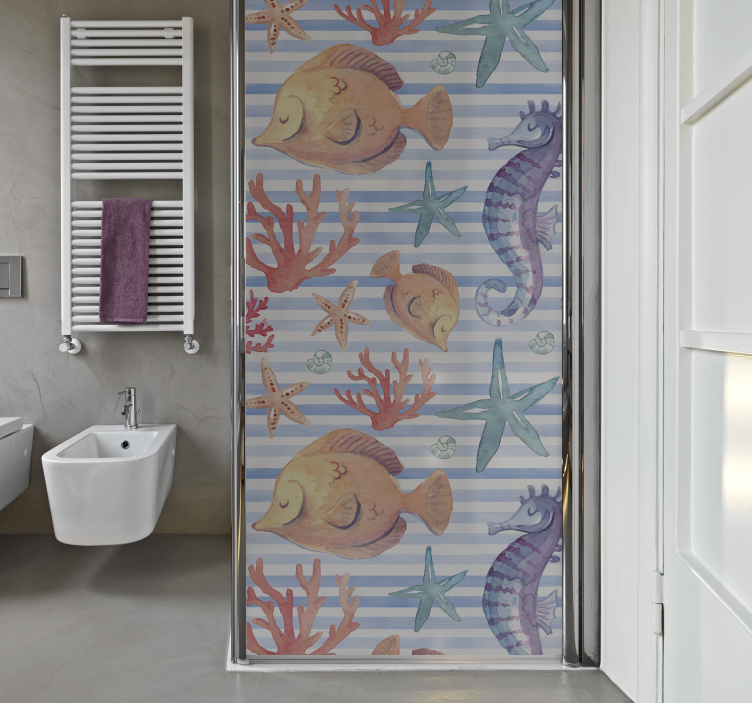 Colorful Underwater Scene bathroom wall sticker - TenStickers