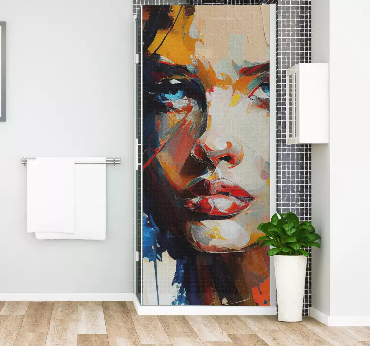 Colourful woman face painting shower decal - TenStickers