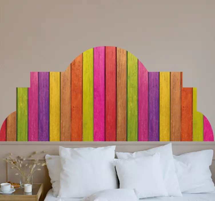 Colorful Wooden Panel headboard wall sticker - TenStickers