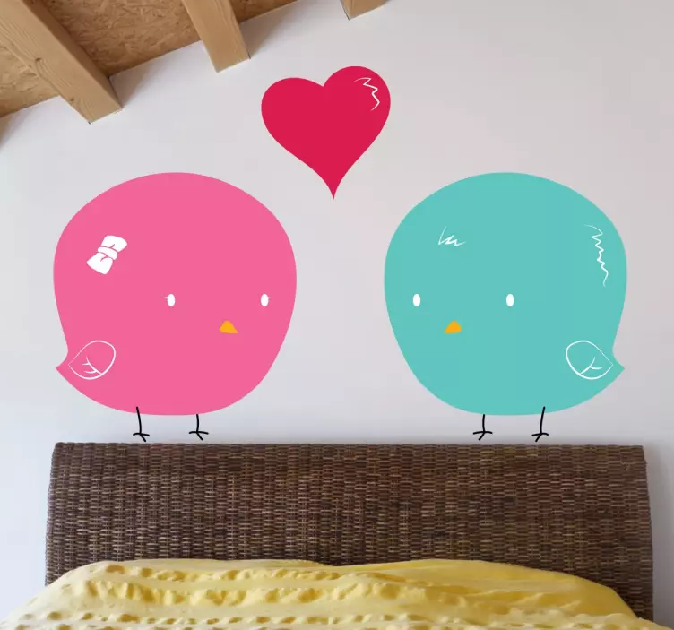 Colour Love Birds Wall Sticker - TenStickers
