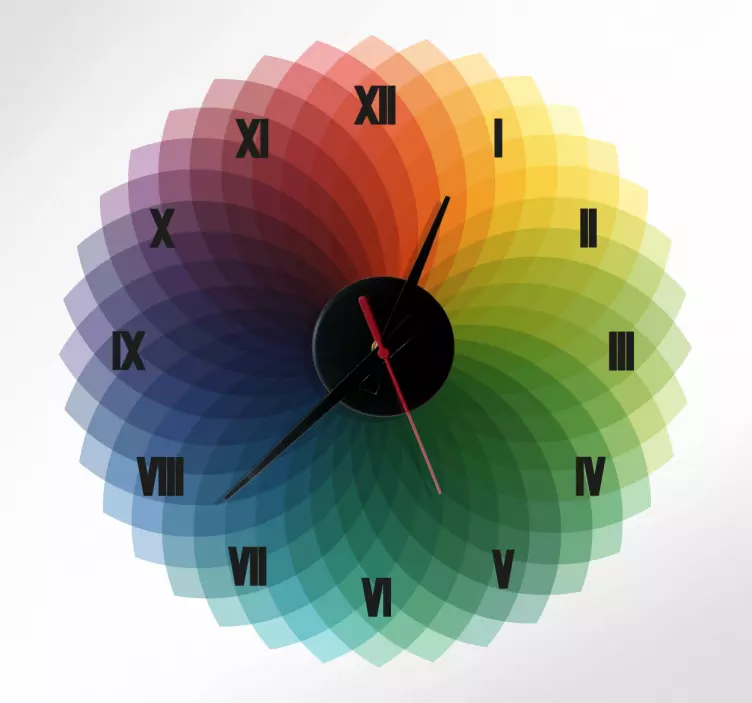 Colour wheel shades stick on wall clock - TenStickers